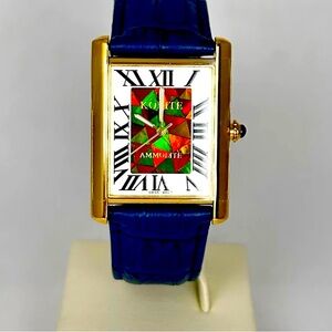 ✨Host Pick✨ Korite Ammolite Watch Roman Mosaic watch Navy Leather Strap